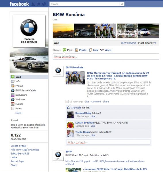 BMW, cel mai bun brand în comunicarea pe Facebook