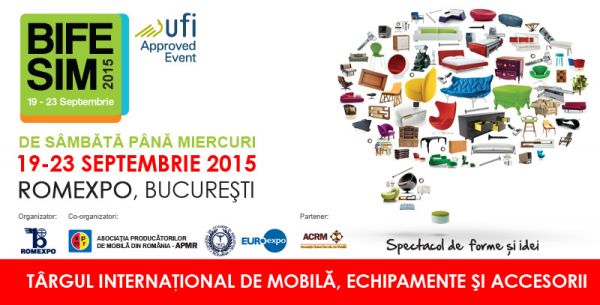 Doar o luna pana la cel mai important eveniment pentru piata mobilei din Romania! BIFE-SIM - 19 - 23 septembrie 2015, la Romexpo